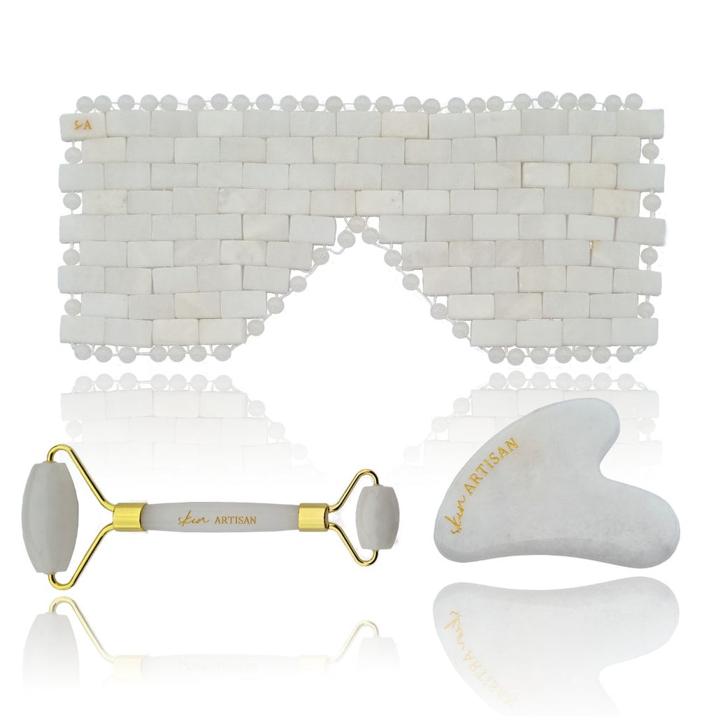 White Jade Roller, White Jade eye mask, White Jade gua sha