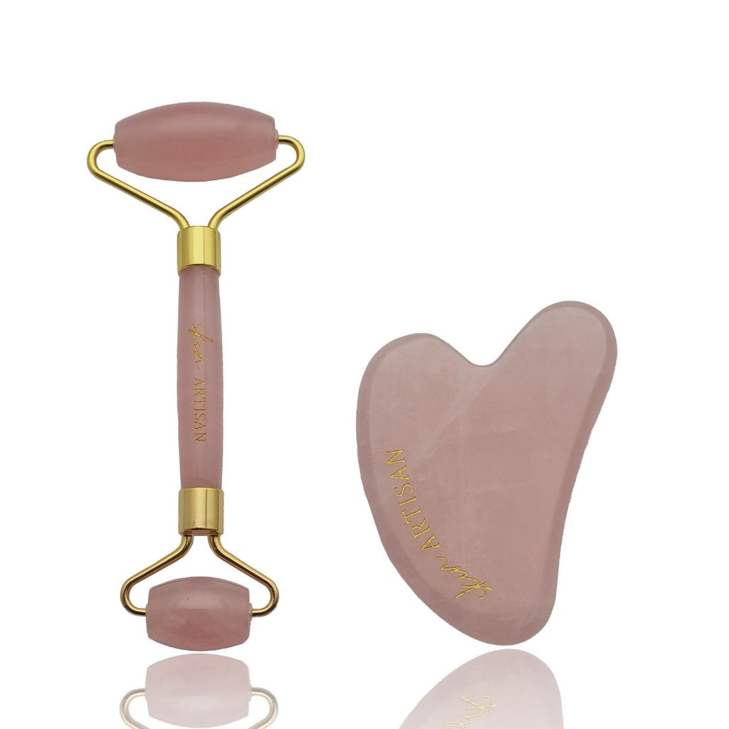 Rose Quartz Roller, Rose Quartz Gua Sha - Skin Artisan