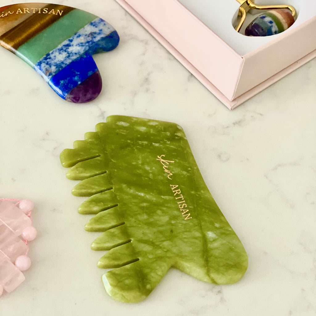 JADE Gua Sha Comb | Hair + Body + Face |